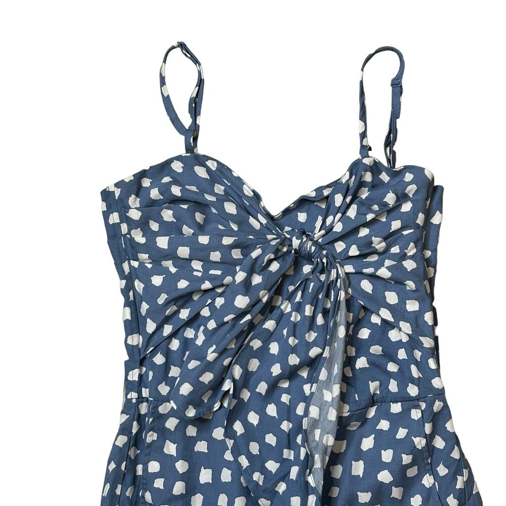 Anthropologie WHIT TWO | Knotted Dot Blue White Jumpsuit Size 4 - Picture 3 of 6